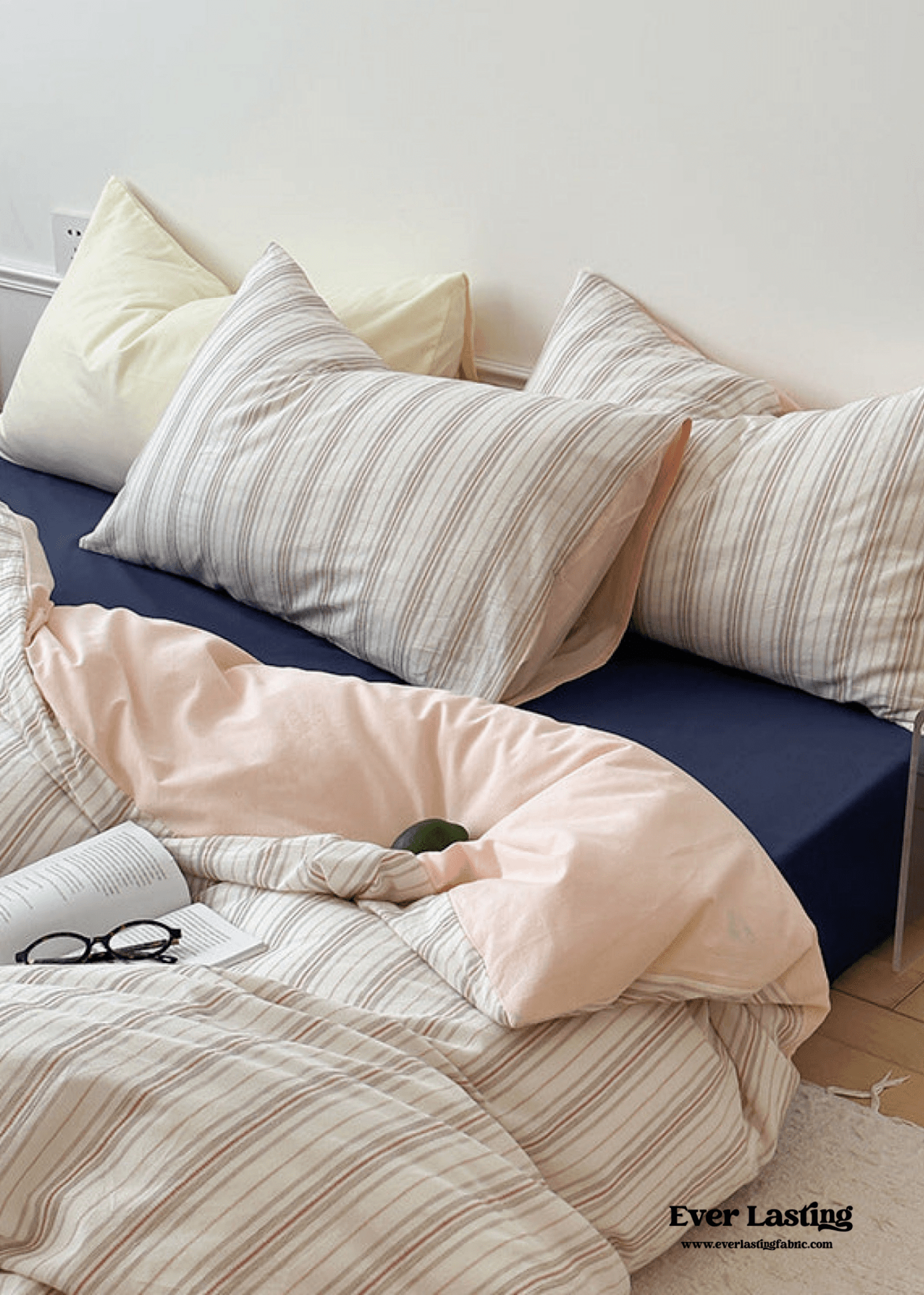 Cozy Pastel Striped Washed Cotton Bedding Set