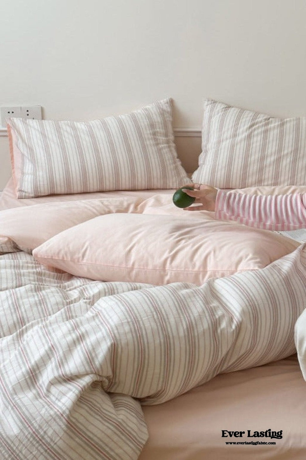 Cozy Pastel Striped Washed Cotton Bedding Set