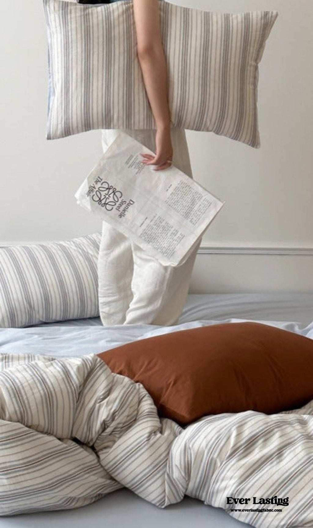 Cozy Pastel Striped Washed Cotton Bedding Set