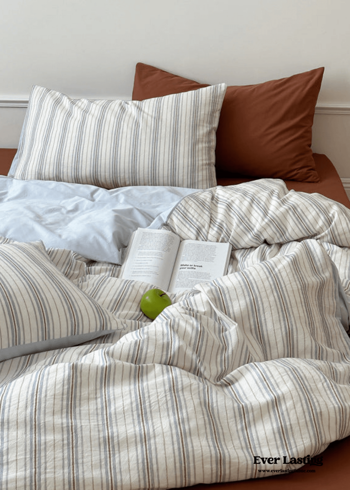 Cozy Pastel Striped Washed Cotton Pillowcases / Blue