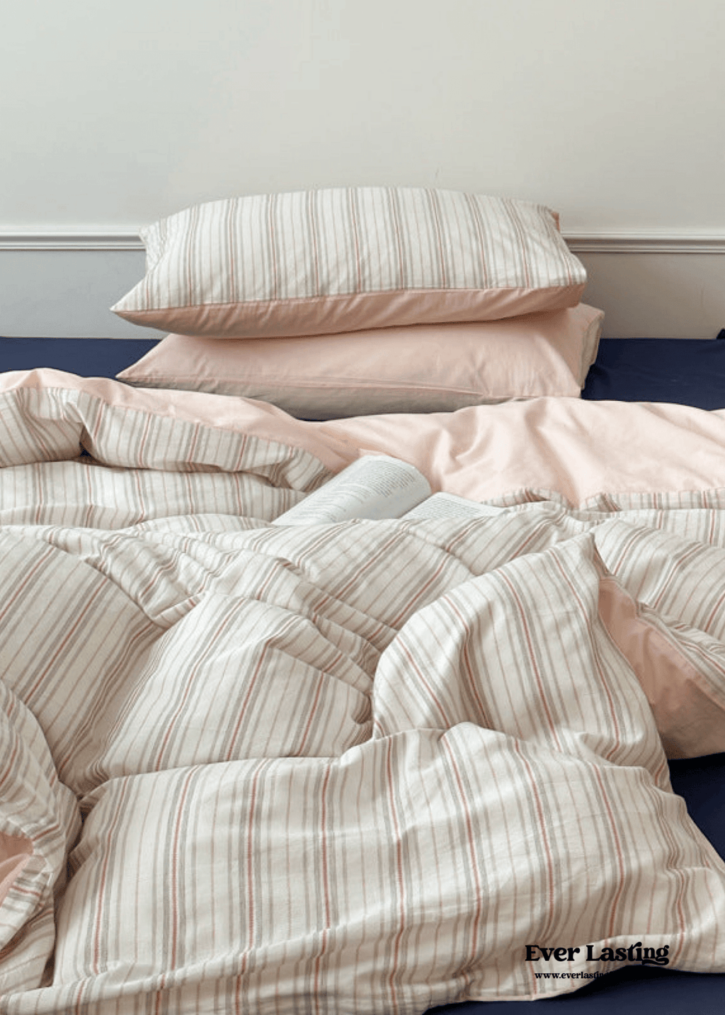 Cozy Pastel Striped Washed Cotton Pillowcases / Blue