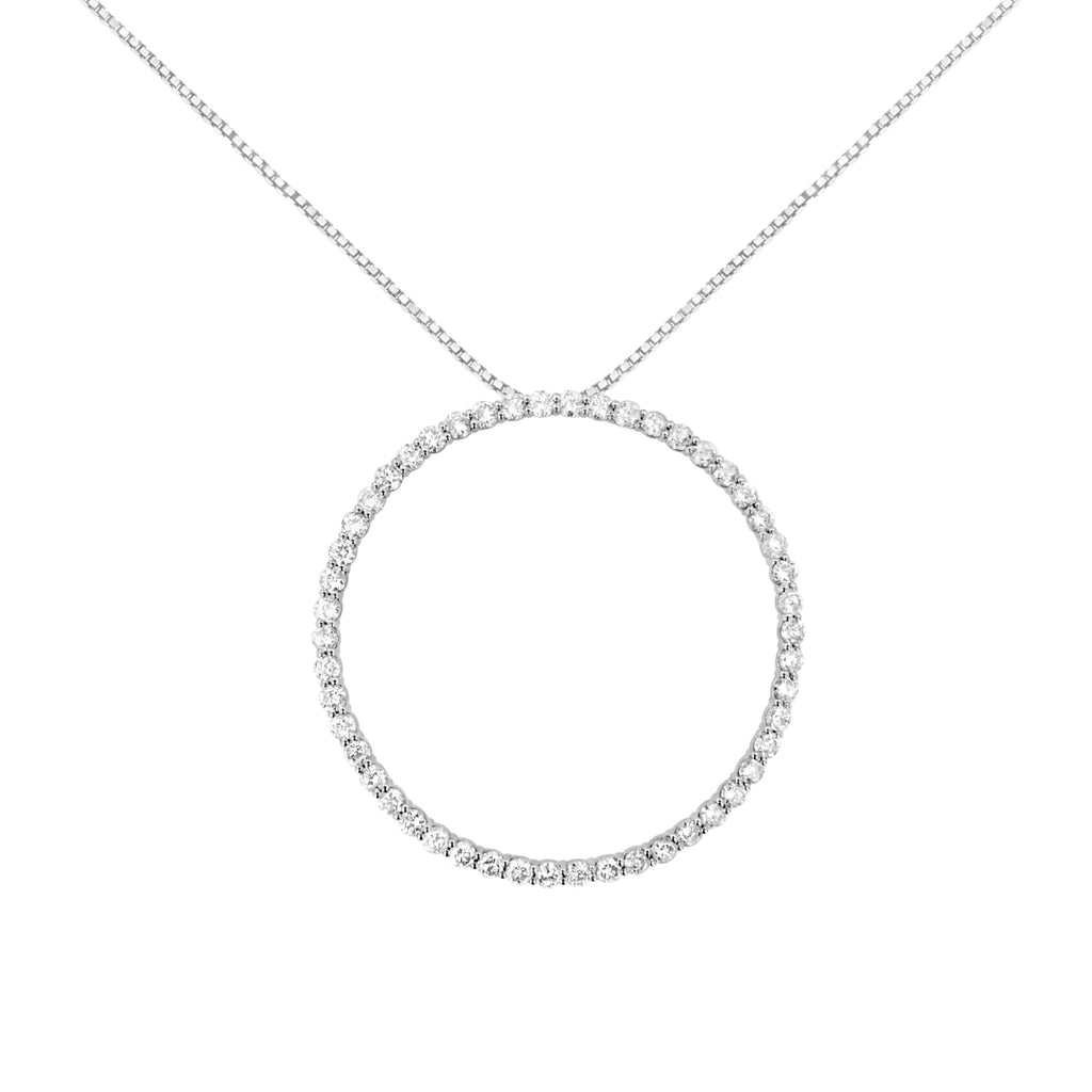 .925 Sterling Silver 4 cttw Prong Set, Round-Cut Diamond Open Circle Hoop 18" Pendant Necklace (J-K Color, I1-I2 Clarity)