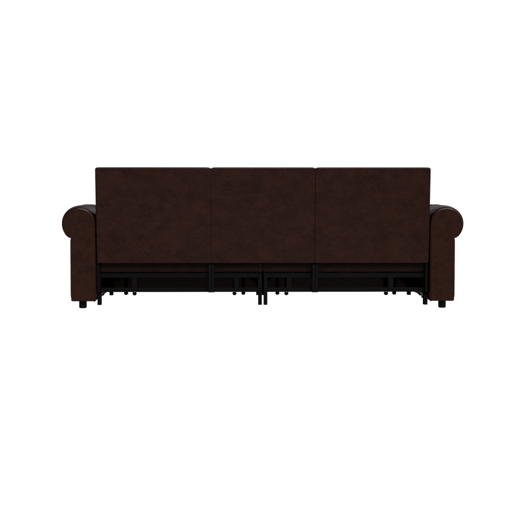93.7 ' Pull Out Sofa Bed, 3-in-1 Faux Leather Convertible Sleeper Sofa with Nailhead Trim & Rolled Arm,Multi-Functional Sofa Bed for Living Room,Bedroom,Apartment,Office