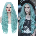 WGPFWIG Womens Mint Green Wig 27 Inches Long Curly Wavy Hair Wig Heat Resistant Fibers Synthetic Wig For Women Girl Cosplay Party Halloween Wig Cap Included (Mint Green-B)