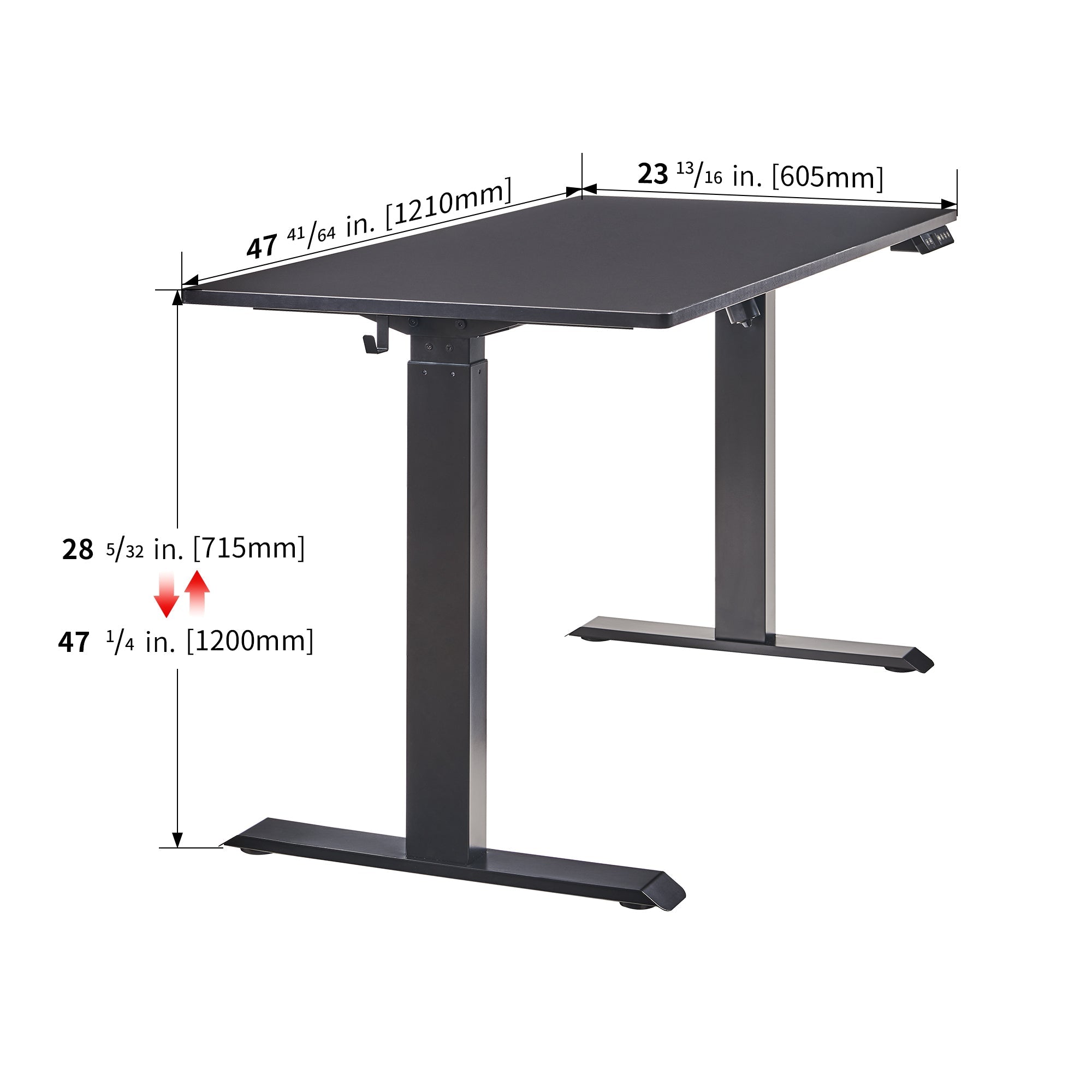 Electric Standing Desk, Adjustable Height Stand up Desk, 24x48 Inches Sit Stand Home Office Desk,Black Frame/Black Top