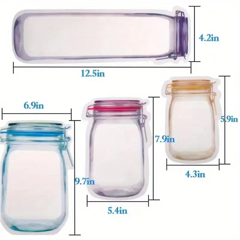 20pcs Mason Jar Ziplock Food Storage Bags for Snacks