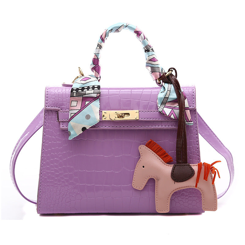 2020 New Women's Kelly Style Stone Pattern PU Handbag