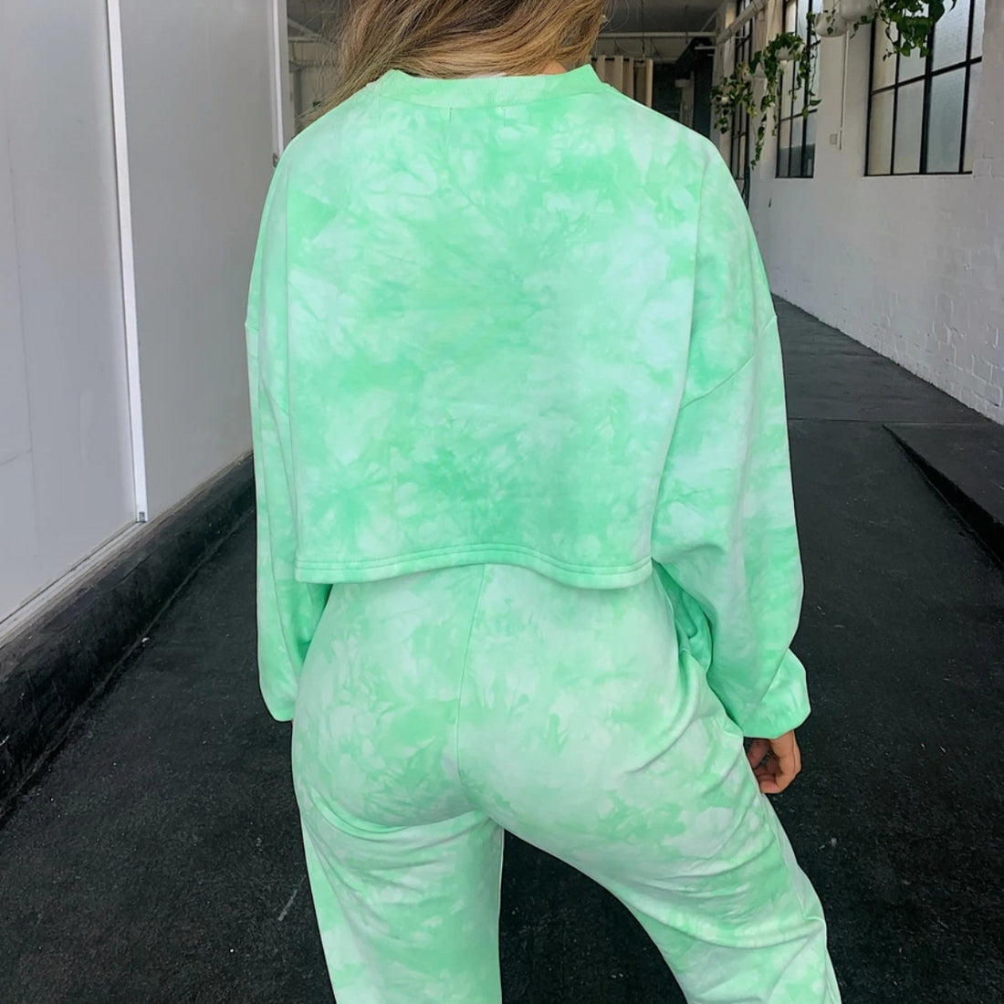 Short Hoodie Women's Fashion Tie-Dye Sports Set