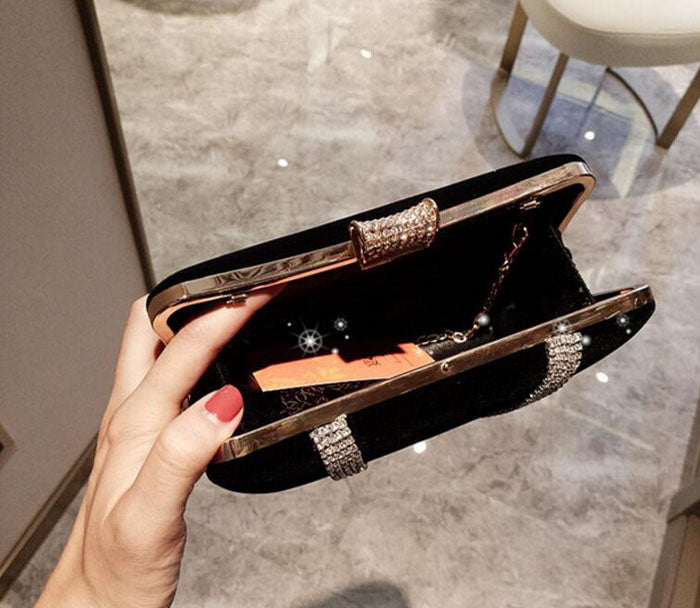 2020 Velvet Clutch Evening Bag with Rhinestones