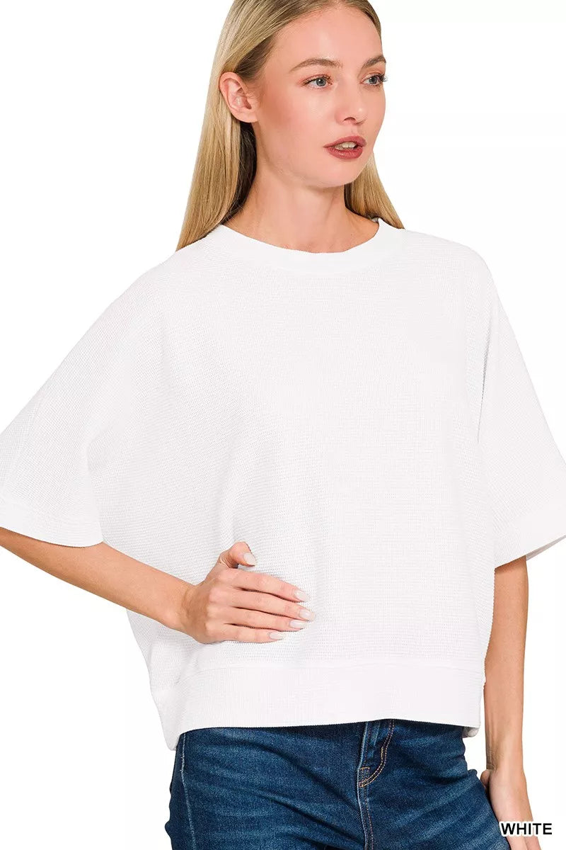 Zenana Double Knit Banded Bottom Short Sleeve Top