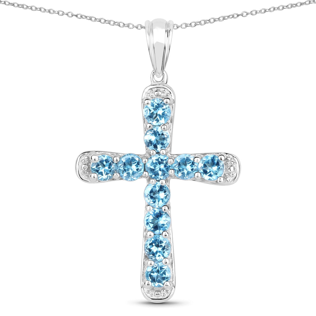 3.85 Carat Genuine Blue Topaz .925 Sterling Silver Pendant