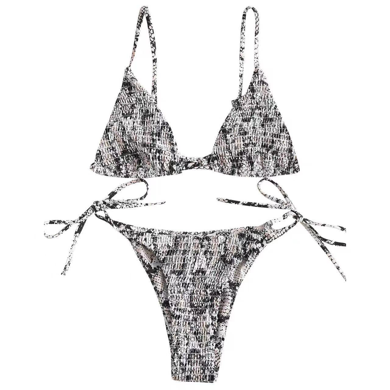 Juntong 2023 New Sexy Ruffled Print Bikini Set