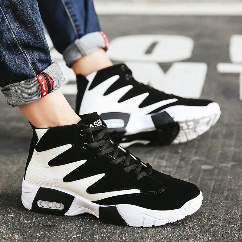 Fashionable Sneakers, Casual Travel Shoes, Height-Increasing Black & White Shoes