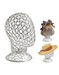 CHADWICK Wig Head Stand Metal Hollow Mannequin Head Hat Display Stand Wig Holder Wig Display Model Head Wig Stand for Wigs Hats Caps Headdress Headphones Dome + Detachable Stand Chrome Silver
