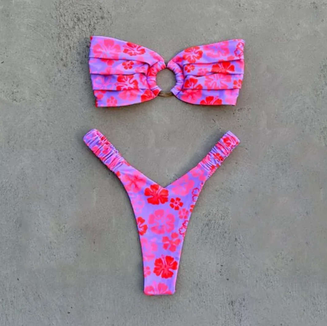 Women's Printed Pleated Bikini