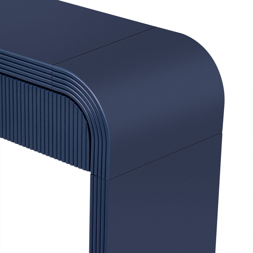 TREXM Modern Console Table with 2 Storage Drawers, Fluted Entryway Table with Rounded Silhouette for Hallway Living Room and Entryway (Navy Blue)