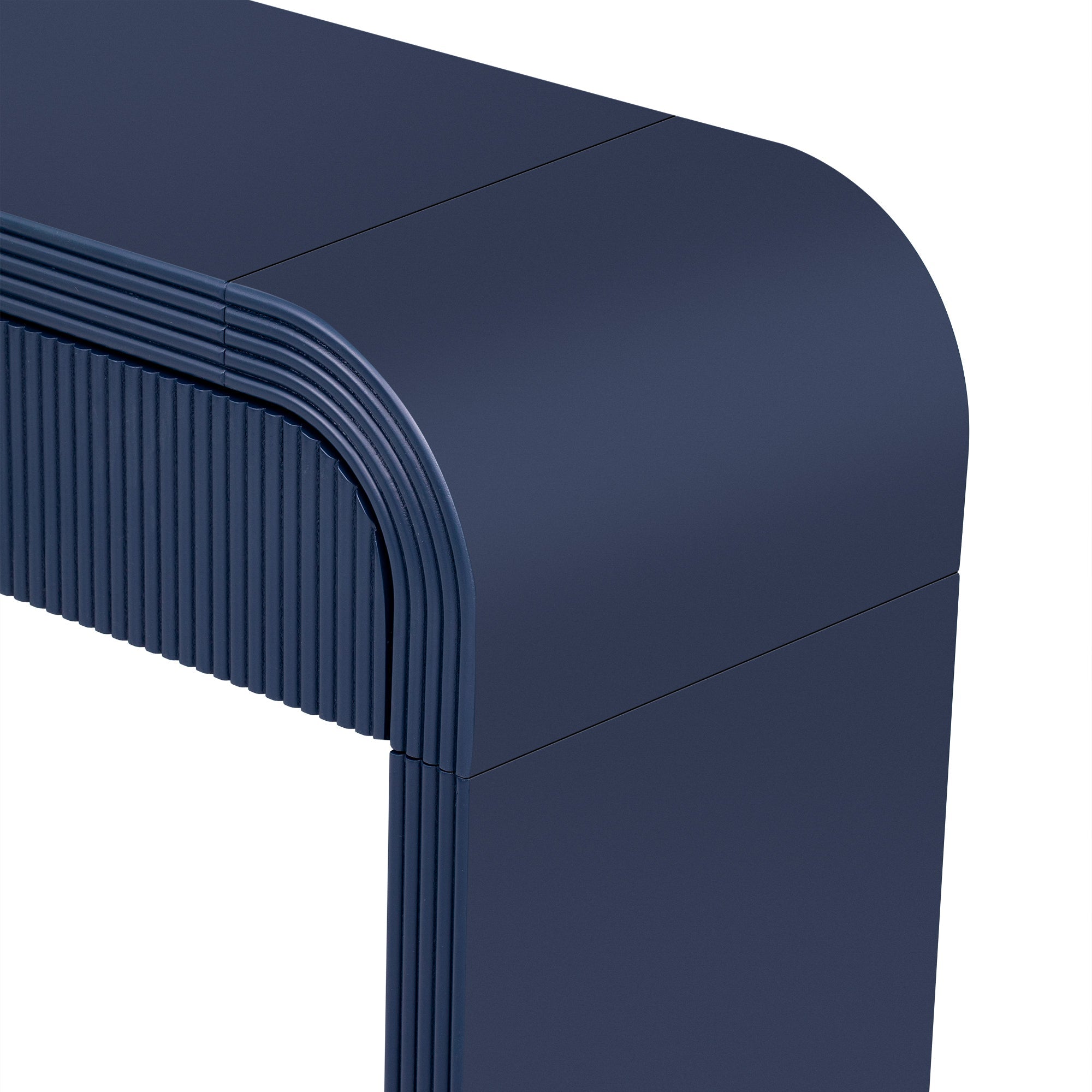 TREXM Modern Console Table with 2 Storage Drawers, Fluted Entryway Table with Rounded Silhouette for Hallway Living Room and Entryway (Navy Blue)