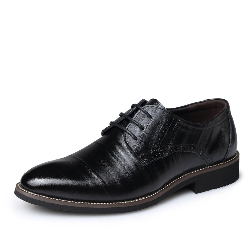 Mens Gradient Toe Dress Shoes Oxford Shoes Formal Pointed Lace Up Casual Business Suit Tuxedo Shoes for Men Black