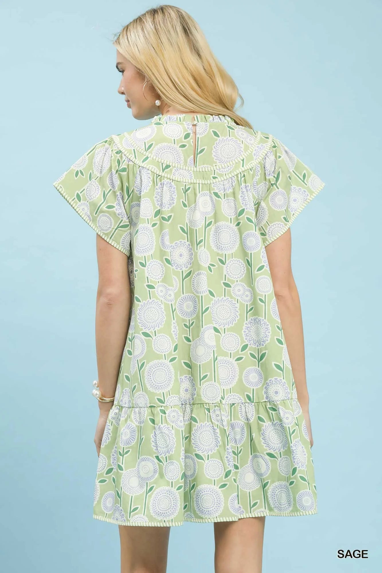 Umgee Floral Print Tiered Babydoll Dress