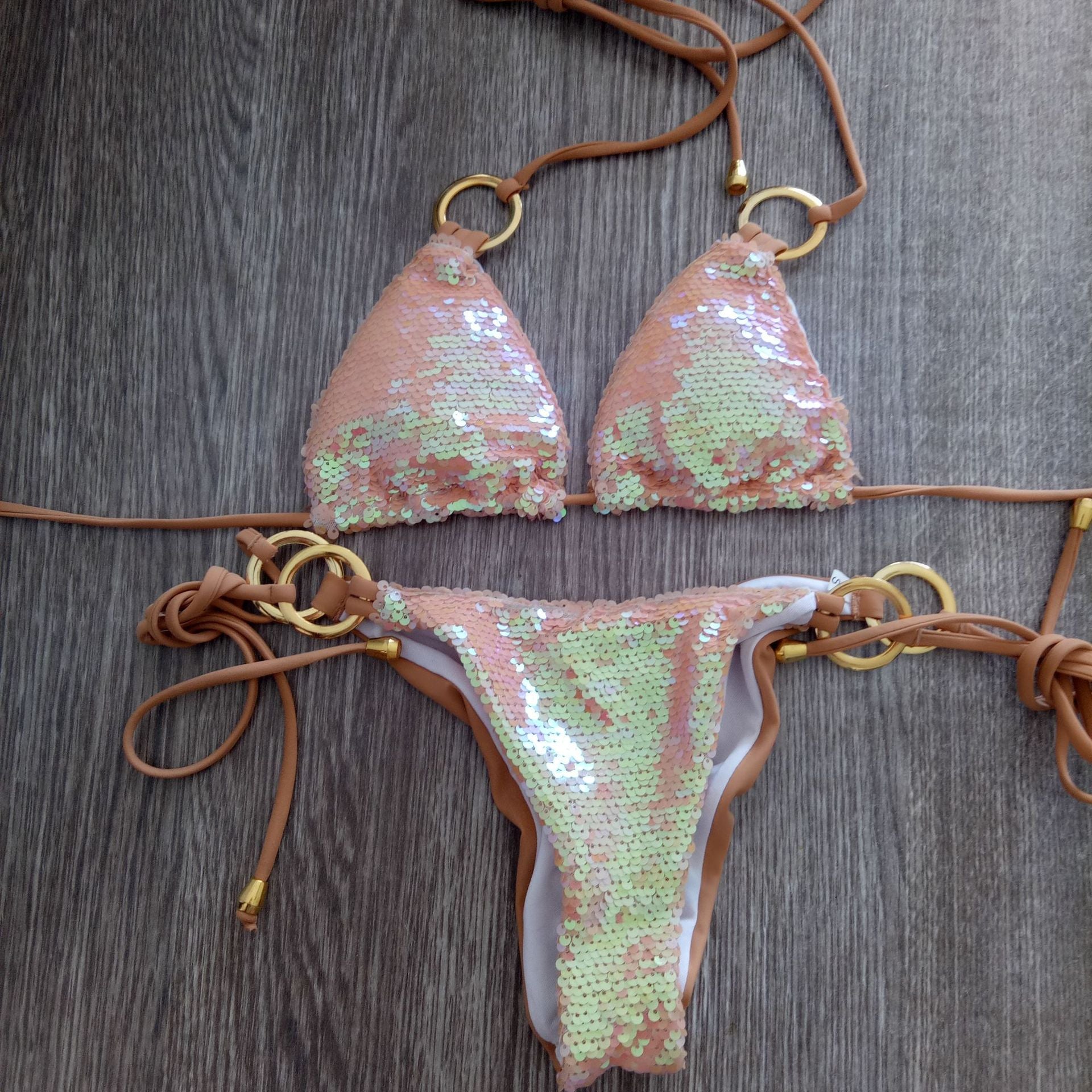 2018 New Sequin Triangle Bikini Swimsuit for Women