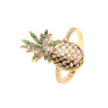 New APM Pineapple Crystal Ring - Fruit Design, Open Ring