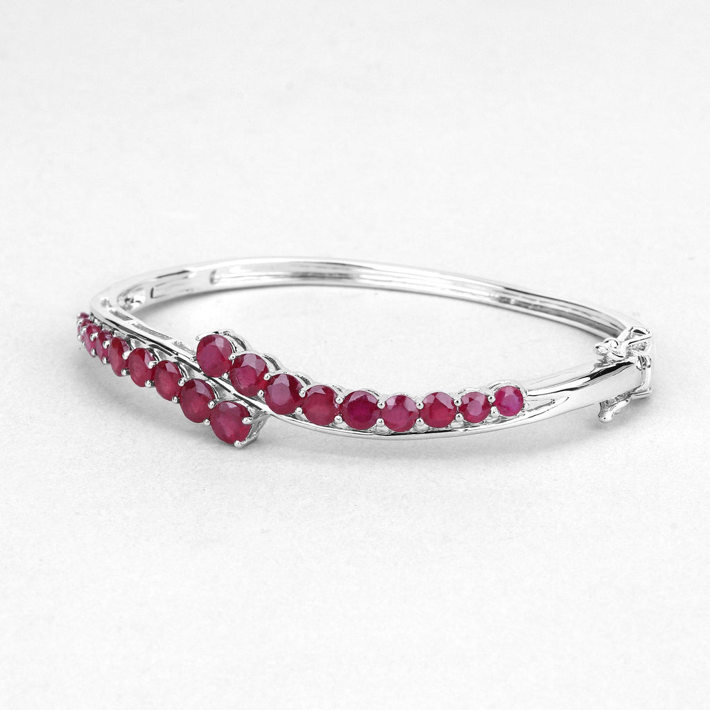 9.10 Carat Glass Filled Ruby .925 Sterling Silver Bangle