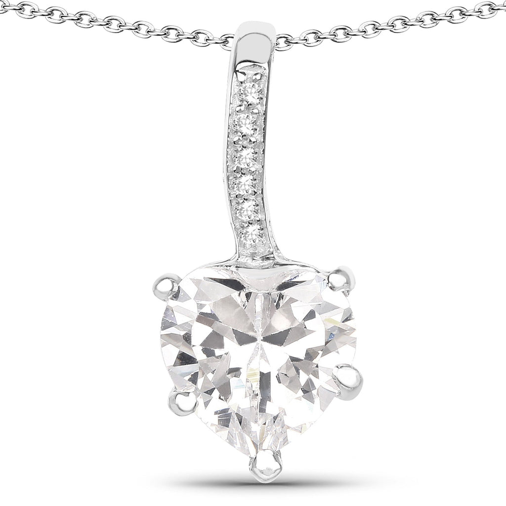 4.46 Carat Genuine White Cubic Zirconia .925 Sterling Silver Pendant
