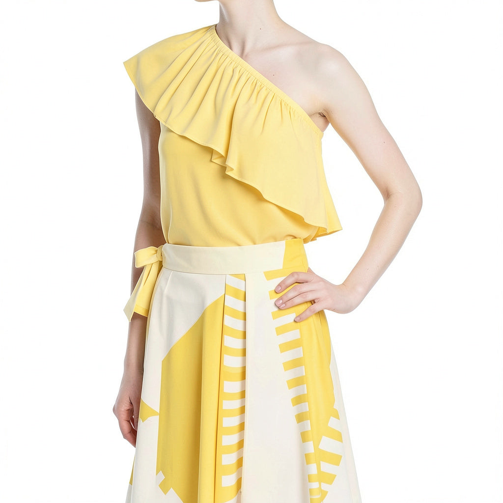 Milly Women's One Shoulder Top, Yellow, Size Small