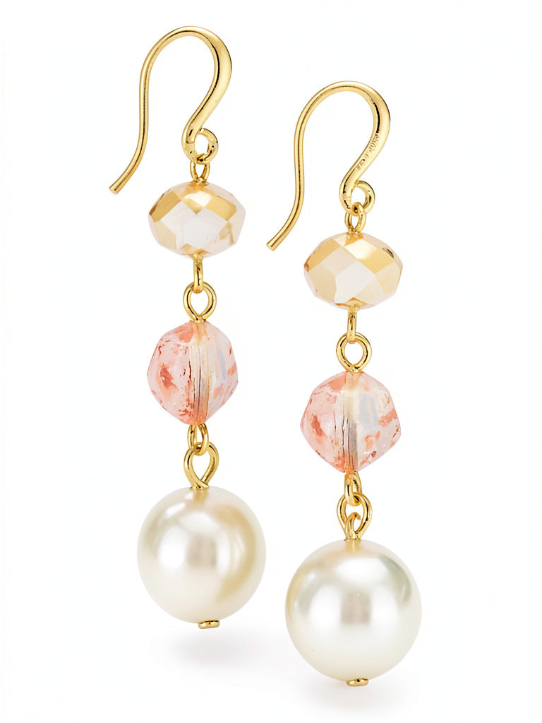 Charter Club Gold Stone Imitation Pearl Linear Drop Earrings