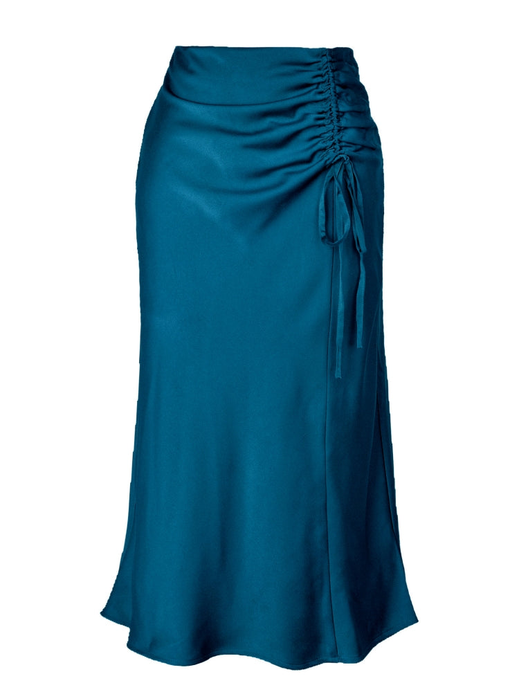 High Waist Slim Satin Long Skirt for Women