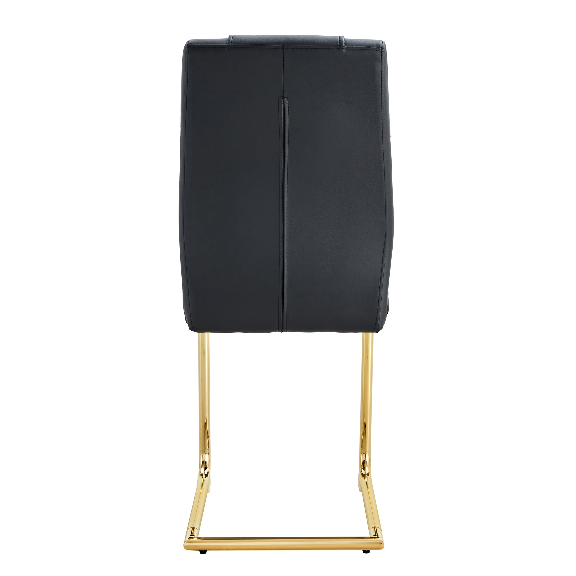 Modern dining chairs with faux leather padded seats, dining room chairs, gold metal leg upholstered chairs, suitable for kitchens, living rooms, bedrooms, and offices, set of 6 (black+PU leather)C-001