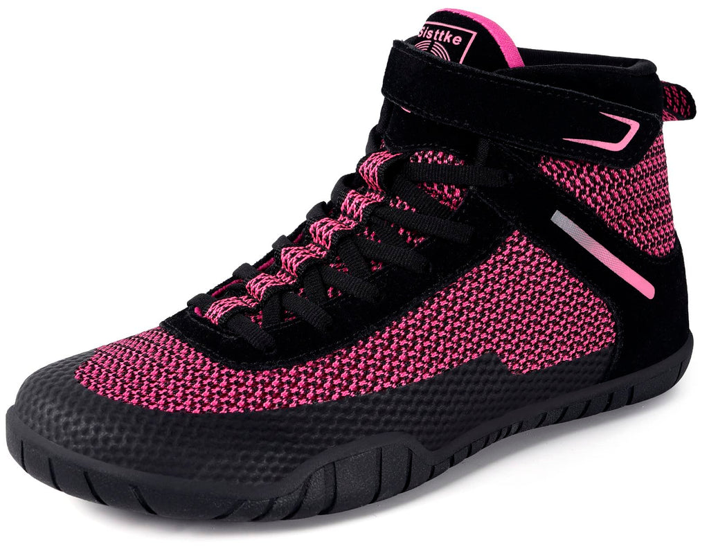 Women Wrestling Shoes Boxing Shoes Zero Drop Sole Black Rose