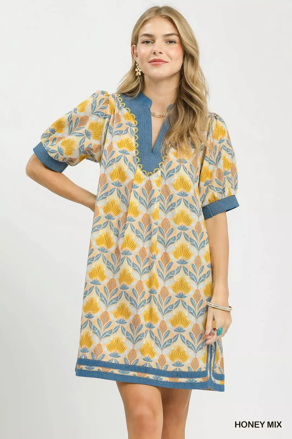 Umgee Mix Tile Print Mini Dress