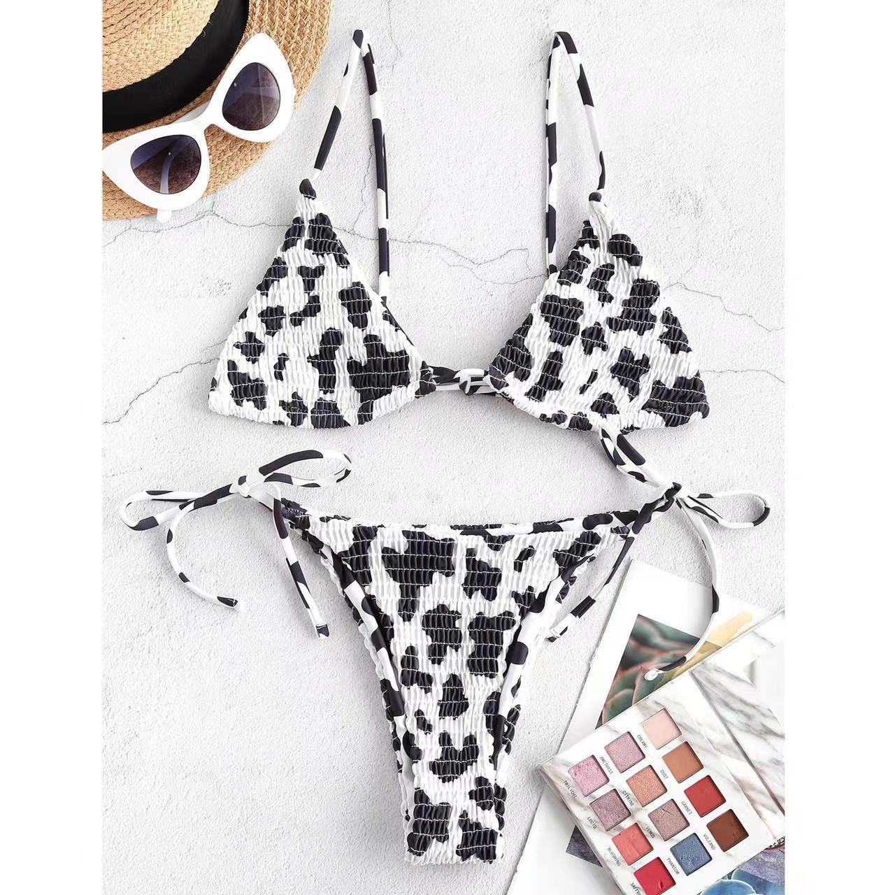 Juntong 2023 New Sexy Ruffled Print Bikini Set