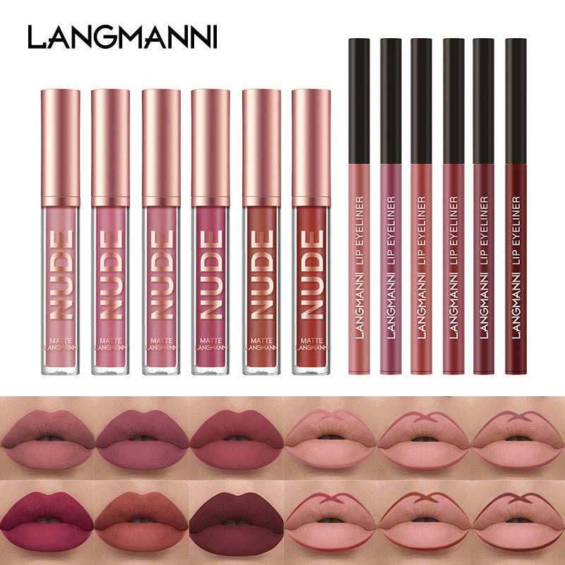 Langmanni Lip Gloss & Liner Set - 2 Pieces