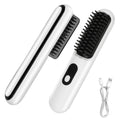 Cordless Hair Straightener Brush Mini Portable Straightening Brush for Travel USB Rechargeable Negative Ion Hot Comb Straightener for Lightweight Carry Handbag Storage Touch Up Busy Commute