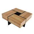 Hearth & Haven Wallace Coffee Table with 4 Hidden Storage Compartments, Brown