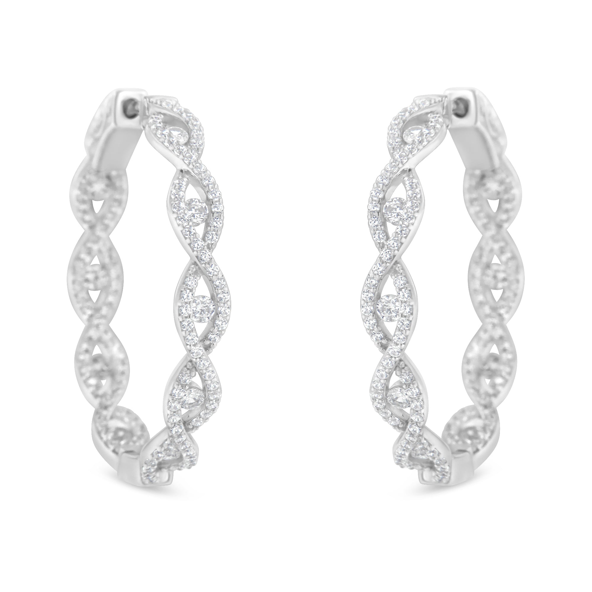 10K White Gold Diamond Hoop Earrings (1 1/2 cttw, H-I Color, I1-I2 Clarity)