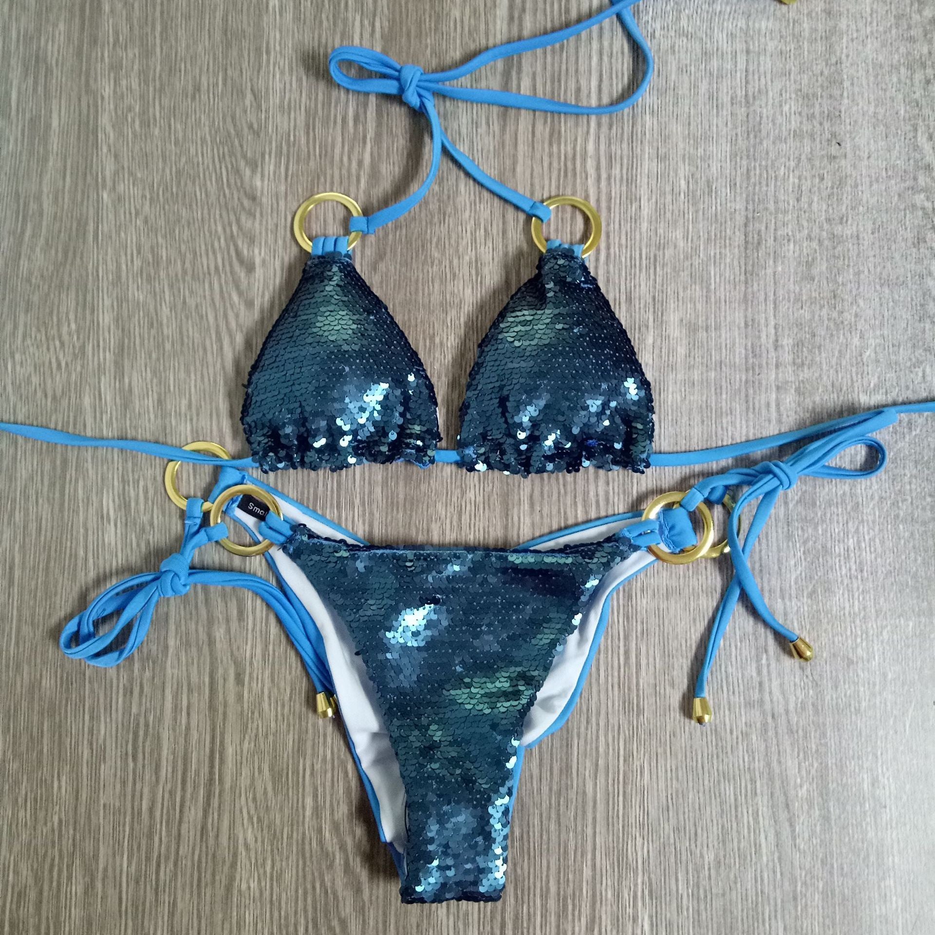 2018 New Sequin Triangle Bikini Swimsuit for Women