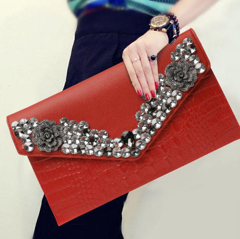 Rhinestone Crossbody Clutch Envelope Small Bag