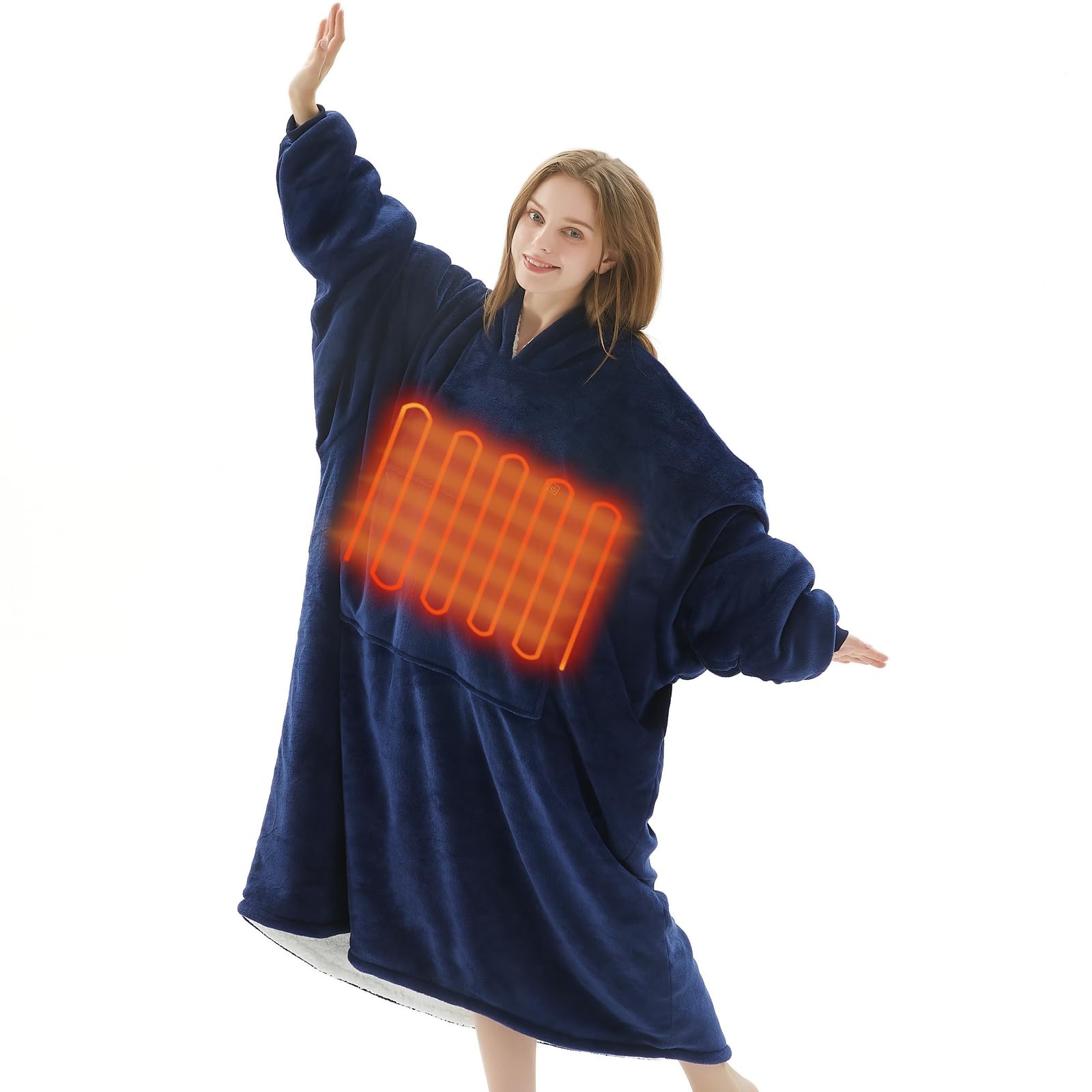 Homemate Heated Wearable Blanket Hoodie - with Battery Pack 7.4V - Oversized Blanket Hoodie for Women Men - Warm Hoodie Blanket