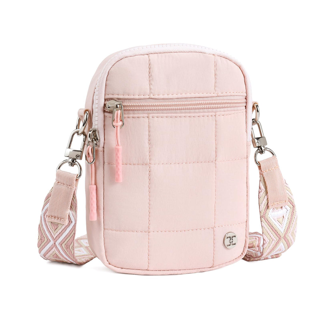 Telena Puffer Small Crossbody Bags for Women Cell Phone Purse Crossbody Bag Pink