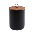 Ceramic Canisters Food Storage Jars with Airtight Bamboo Lids for the Kitchen Counter Serving Flour Sugar Cereal and Snacks (Black 1300ml)