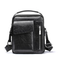 HANGMAI Leather Messenger Bags for Mens Small Crossbody Bag Shoulder Man Purse Handbag Travel for Work Business Black