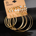 New Pearl Bow Heart Hoop Earrings & Geometric Stud Set