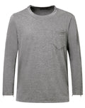 AIFARLD Post Shoulder Surgery Recovery Shirts for Men Full Tear Away Side Zippers Long Sleeve Dialysis Chemo Clothing