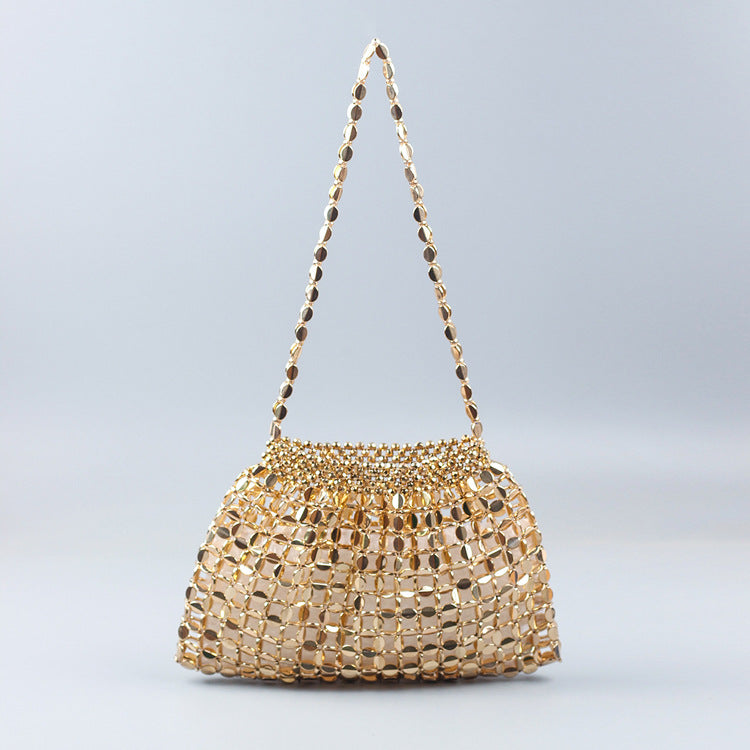 Luxury Designer Silver Metal Evening Clutch Bag