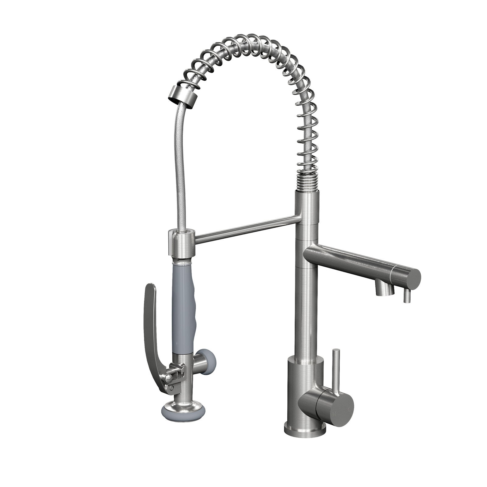 Commercial Single Handle Kitchen Sink Faucet Brushed Nickel Pull Down Sprayer Design