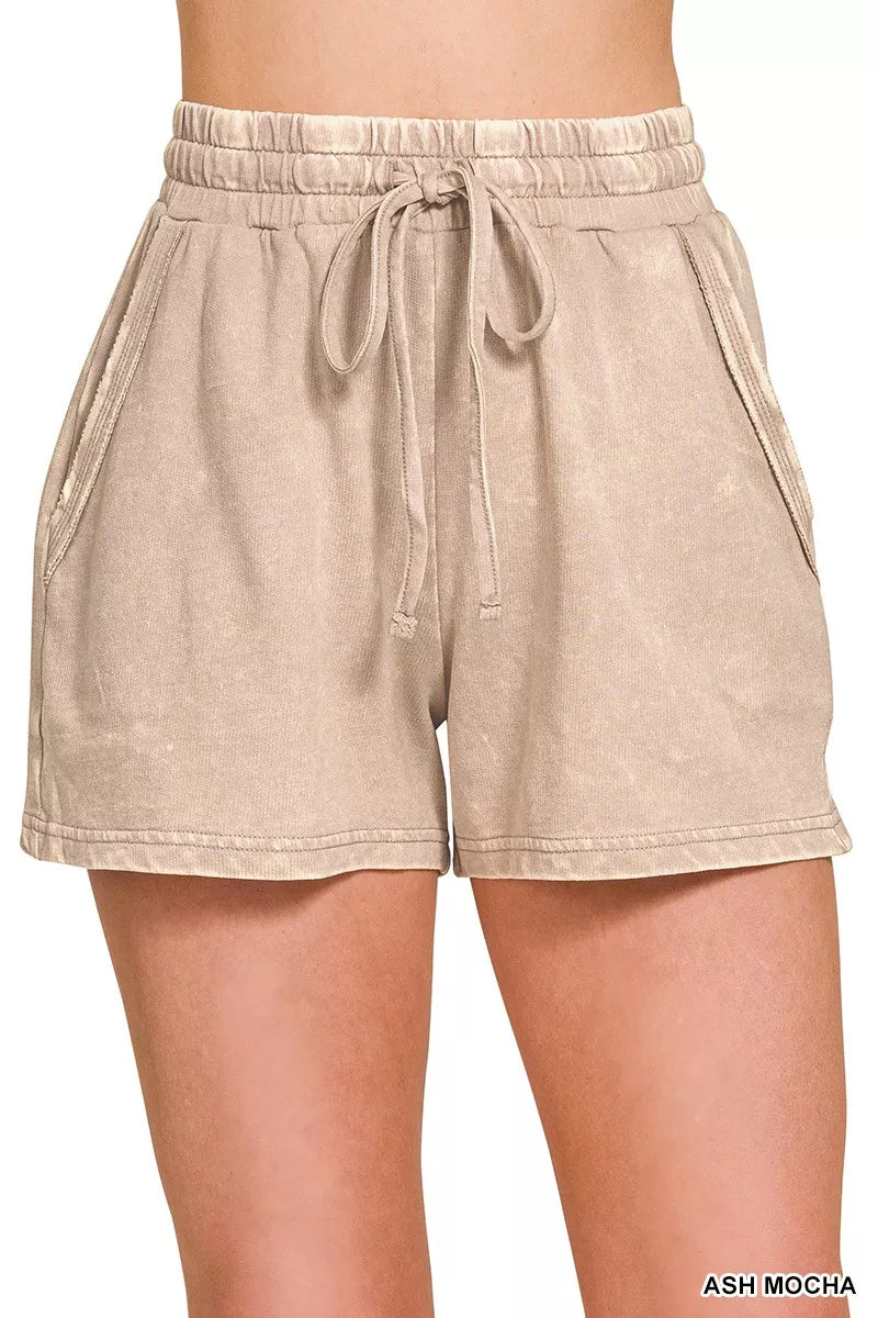 Zenana French Terry Acid Washed Relaxed Top & Short Set