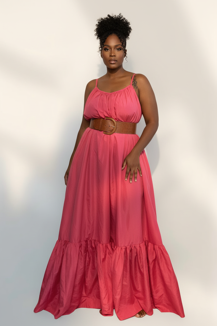 Flowy Maxi Dress w/ Ruffle Hem & Pockets